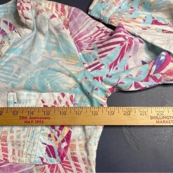 Coral Bay Women’s Pastel Blouse Small Blue Pink Hi Low Half Button Long Sleeved - Picture 13 of 15